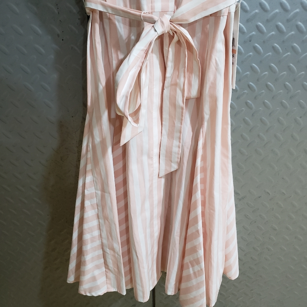 NWT CALVIN KLEIN cream/white striped shirt cotton dress (2) - Picture 7 of 15